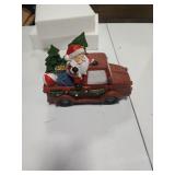 Transpac 7.48 in. Red Christmas Light Up Musical Santa Wagon Ceramic