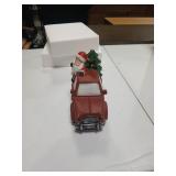 Transpac 7.48 in. Red Christmas Light Up Musical Santa Wagon Ceramic