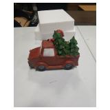 Transpac 7.48 in. Red Christmas Light Up Musical Santa Wagon Ceramic