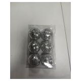 6 Large Silver Disco Ball Christmas Sprinkles Ornaments