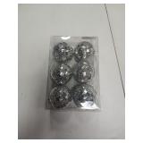 6 Large Silver Disco Ball Christmas Sprinkles Ornaments