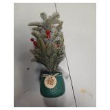 Mini Christmas Tree Decoration in Teal Pot