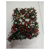 Christmas Snowflake Tinsel Garland, 26.25Ft Red Silver Green with Snowflake Chunky Glittery Holiday Hanging Tinsel Decorations for Christmas Wedding Birthday Party Supplies Home Decor