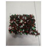 Christmas Snowflake Tinsel Garland, 26.25Ft Red Silver Green with Snowflake Chunky Glittery Holiday Hanging Tinsel Decorations for Christmas Wedding Birthday Party Supplies Home Decor