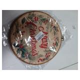 Vintage Christmas Wreath Framed Wall Art Decor, Retro Round Wall Hanging, Xmas Sheet Music Canvas Prints for Living Room, Bathroom, 10x10 Inch