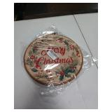 Vintage Christmas Wreath Framed Wall Art Decor, Retro Round Wall Hanging, Xmas Sheet Music Canvas Prints for Living Room, Bathroom, 10x10 Inch