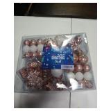 100-Pack Various Shatterproof Christmas Balls, Christmas Decorative Ball Ornaments for Xmas Tree- Rose Gold