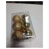 Gold Christmas Ball Ornaments Set - 12 Pack