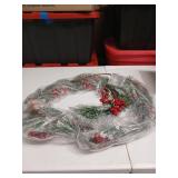 9FT Prelit Norfolk Pine Garland for Mantle, Real Touch Realistic Greenery Garlands for Table, Outdoor Indoor Xmas Holiday