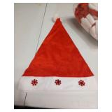 12 Fancy Christmas Santa Hats with 12 Jingle Bell Necklaces Bulk for Christmas Party Favor Photo Booth; One Size Fits All.