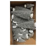 80 Pcs Christmas Village Trees Bottle Brush Christmas Trees with Silver w/ White Plastic Base for Xmas Crafts Table Decor, 6 Sizes