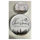 60 PCS Christmas Engagement Plates White/Silver