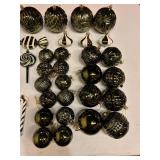 40 Pc Green & White Shatterproof Christmas Candy Ornament Various Sizes