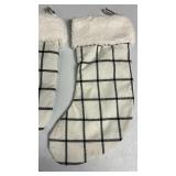 (2 Pack) 20\" Woven Windowpane Plaid Christmas Stocking with Faux Shearling Cuff White/Black  - Wondershopâ¢ : Traditional Holiday Decor, Polyester Retail:$20