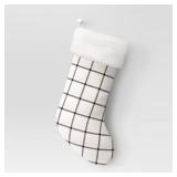 (2 Pack) 20\" Woven Windowpane Plaid Christmas Stocking with Faux Shearling Cuff White/Black  - Wondershopâ¢ : Traditional Holiday Decor, Polyester Retail:$20