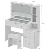 $250 CollaredEagle 43" W Vanity Desk, White