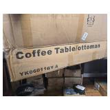 MEISSALIVVE Coffee Table and 2 Ottomans, Gray