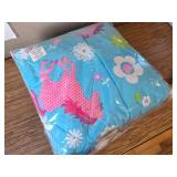 GIRLS TURQUOISE BLUE & PINK PONY HORSE COMFORTER SET W/SHEETS