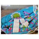 GIRLS TURQUOISE BLUE & PINK PONY HORSE COMFORTER SET W/SHEETS