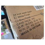 $164 Bathroom Vanity with Ceramic Sink, 24-Inch Milky White Cabinet