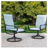 Black Swivel Textilene Metal Patio Outdoor Dining Chair (2-Pack)