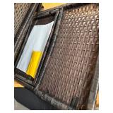 $64 20" Patio Side Table - Wicker End Table, Tempered Glass Top