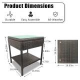 $48 Outdoor Rattan Side Table with Glass Top and Storage, Brown
