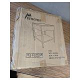 $48 Outdoor Rattan Side Table with Glass Top and Storage, Brown