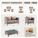 $440 Farini 4-Piece Wicker Sofa Set with Coffee Table, Dark Gray