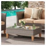 $440 Farini 4-Piece Wicker Sofa Set with Coffee Table, Dark Gray