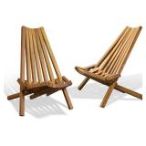 $218 Melino 2PCS Acacia Folding Chair for Outdoor, Walnut - Pair