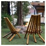$218 Melino 2PCS Acacia Folding Chair for Outdoor, Walnut - Pair