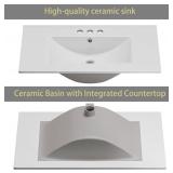 $212 OLD CAPTAIN 30" Ceramic Sink Vanity, Freestanding Cabinet, Blue