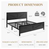 $140 LED King Bed Frame with USB, Platform Bed, Headboard, Black