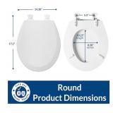 Bemis Lift-Off Wood Round Toilet Seat, White, 19 x 15.12 in