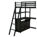 $390 Euroco Twin Metal+Wood Loft Bed with Built-in Desk, Storage