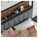 $151 Queen Size Bed Frame with Headboard, LED Light, Storage Drawers