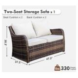 MEISSALIVVE Outdoor Two Seater Storage Sofa