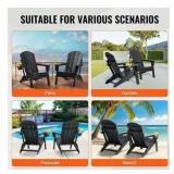 $268 Adirondack Chairs Set of 2, Folding Plastic Outdoor Chairs, Black