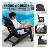 $268 Adirondack Chairs Set of 2, Folding Plastic Outdoor Chairs, Black