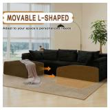 $600 Black Korser Left Chair with Pillow, Corduroy Black