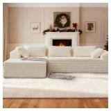 $460 Korser Left Chair with Pillow, Corduroy Beige