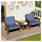 $66 Pellebant Outdoor Seat Cushion Set 21 x 22 in Seat & Back, Blue