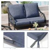 $66 Pellebant Outdoor Seat Cushion Set 21 x 22 in Seat & Back, Blue