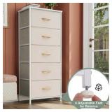 $80 Pellebant 5-Drawer Vertical Storage Tower Organizer Beige Wood