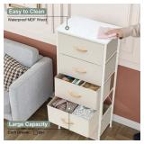 $80 Pellebant 5-Drawer Vertical Storage Tower Organizer Beige Wood
