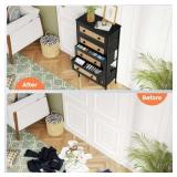 $100 Pellebant 5-Drawer Rattan Dresser, Tall Chest, Black