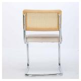 $147 2-Pack Dining Chairs - Velvet Mid-Century with Cane Back, WHITE Cushio