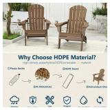 $180 FOOWIN HDPE Folding Adirondack Chair with Cup Holder, Brown