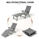 $110 Pellebant Outdoor Chaise Lounge Aluminum Patio Folding Chair, LIGHT Gr